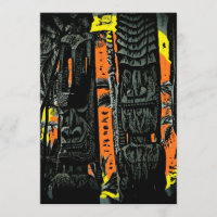 Customisable tiki statues sunrise invitations