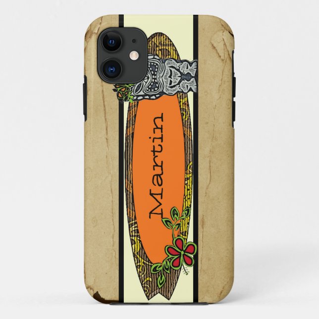 Customisable tiki surfboard tropical iphone 5 case (Back)