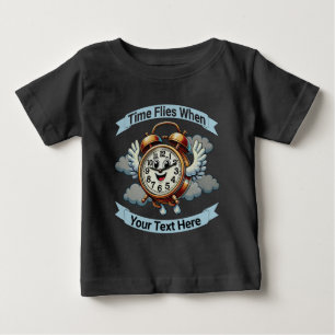 Customisable "Time Flies When" Flying Clock Baby T-Shirt