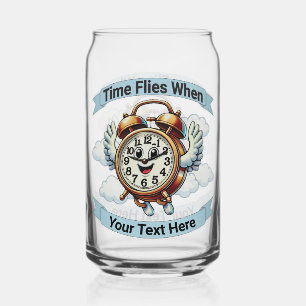 Customisable "Time Flies When" Flying Clock Can Glass