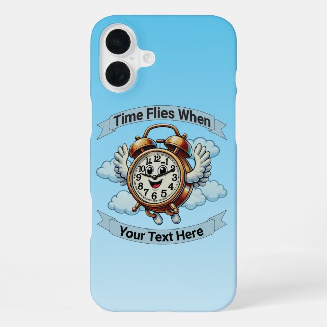 Customisable "Time Flies When" Flying Clock iPhone Case (Back)