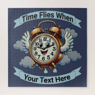Customisable "Time Flies When" Flying Clock Jigsaw Puzzle