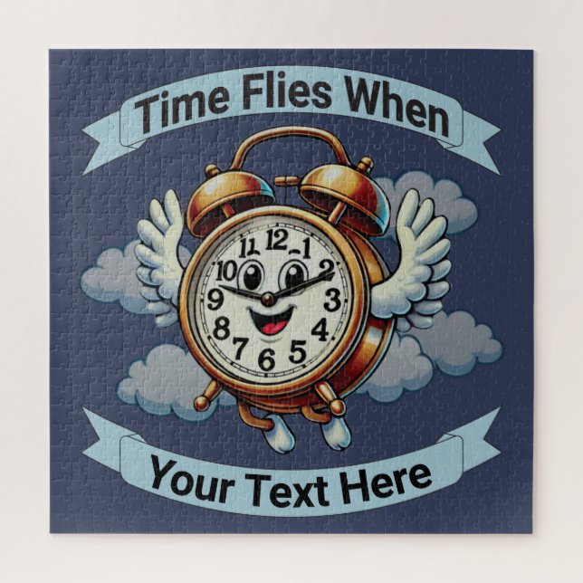 Customisable "Time Flies When" Flying Clock Jigsaw Puzzle (Vertical)