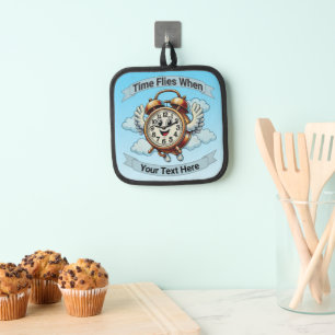 Customisable "Time Flies When" Flying Clock Pot Holder