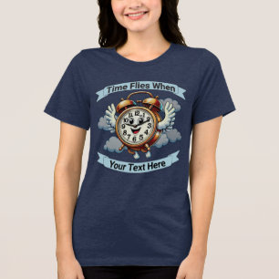 Customisable "Time Flies When" Flying Clock Tri-Blend Shirt