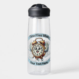 Customisable "Time Flies When" Flying Clock Water Bottle