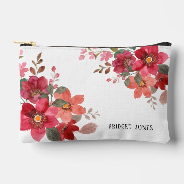 Customisable Timeless Red Bridesmaid Accessory Pouch (Front)