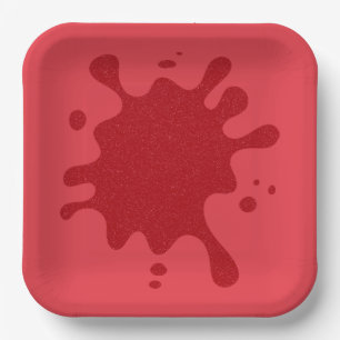 Customisable Tomato Red Splatter Paper Plate