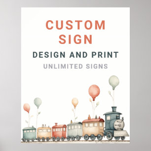Customisable Train Birthday Custom Sign Board