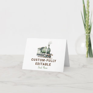 Customisable Train Birthday Folded Food Tent Card