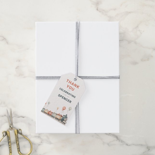 Customisable Train Birthday Thank You Tag (With Twine)