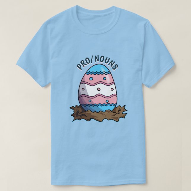Customisable Transgender Flag Pronouns Easter Egg T-Shirt (Design Front)