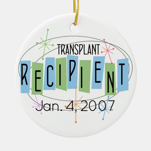 Customisable Transplant Recipient and Custom Photo Ceramic Tree Decoration (Front)