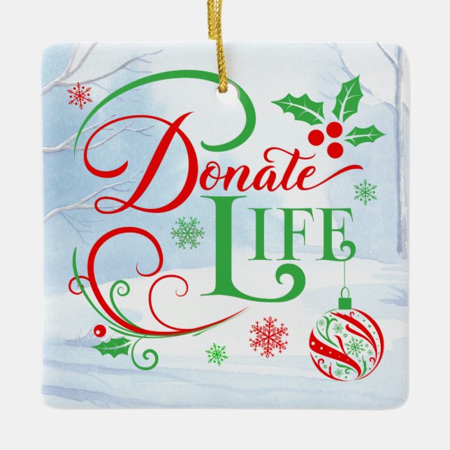 Customisable Transplant Recipient Christmas Cerami Ceramic Ornament (Front)