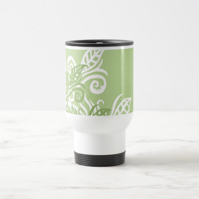 Customisable travel comuter thermo mug green leaf (Center)
