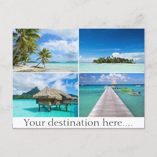 Customisable travel photo collage postcard