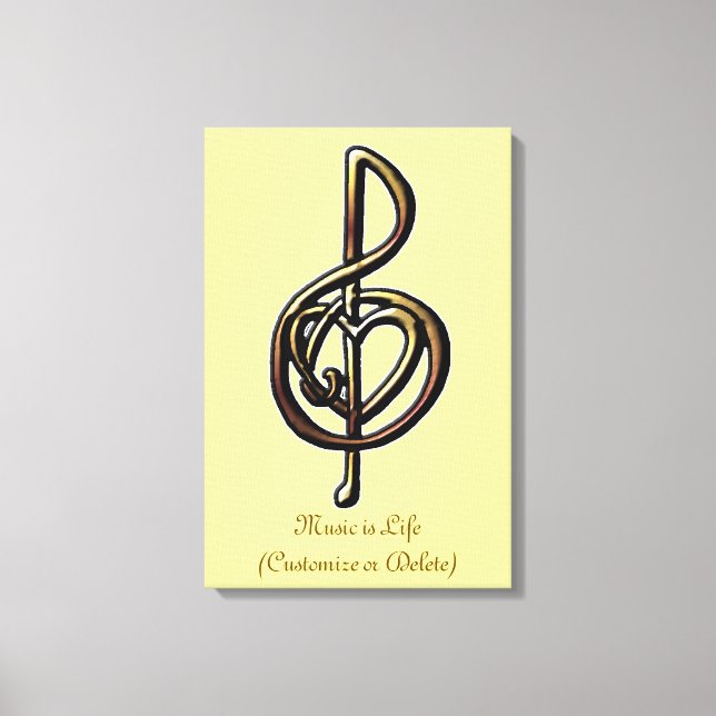 Customisable Treble Clef Heart Canvas Print (Front)