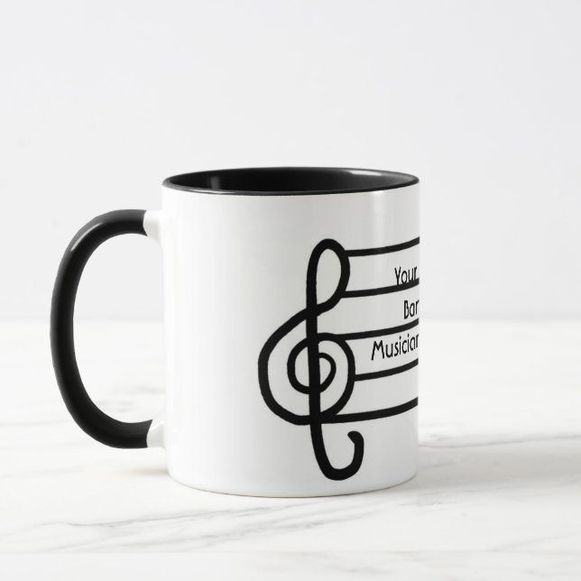 Customisable treble clef musician coffee mug (Left)