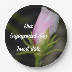 Customisable Trendy Rose Engagement Paper plate