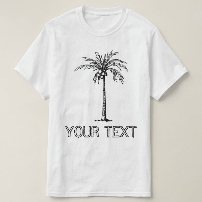 Customisable tropical black & white design T-Shirt (Design Front)