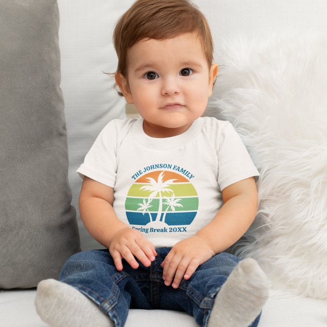 Customisable Tropical Island Palm Trees Cute Baby T-Shirt (Creator Uploaded)