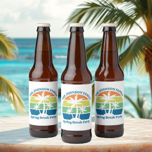 Customisable Tropical Island Palm Trees Party Beer Bottle Label