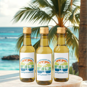 Customisable Tropical Island Palm Trees Party Mini Wine Label
