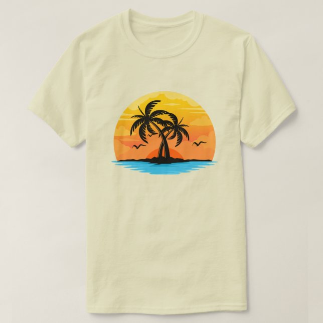 Customisable tropical isle palm trees T-Shirt (Design Front)