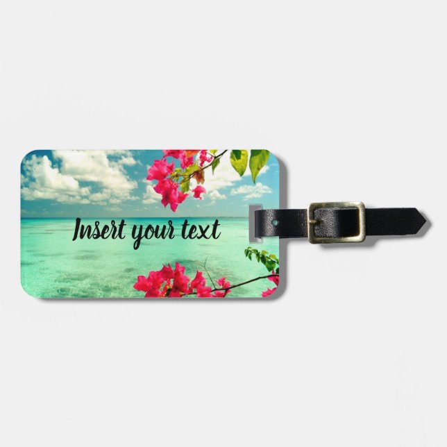 Customisable tropical scene luggage tag (Front Horizontal)