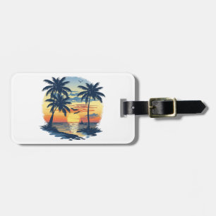 Customisable tropical scenery luggage tag
