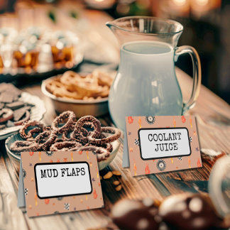 Customisable Truck Racing Buffet Food Table Card