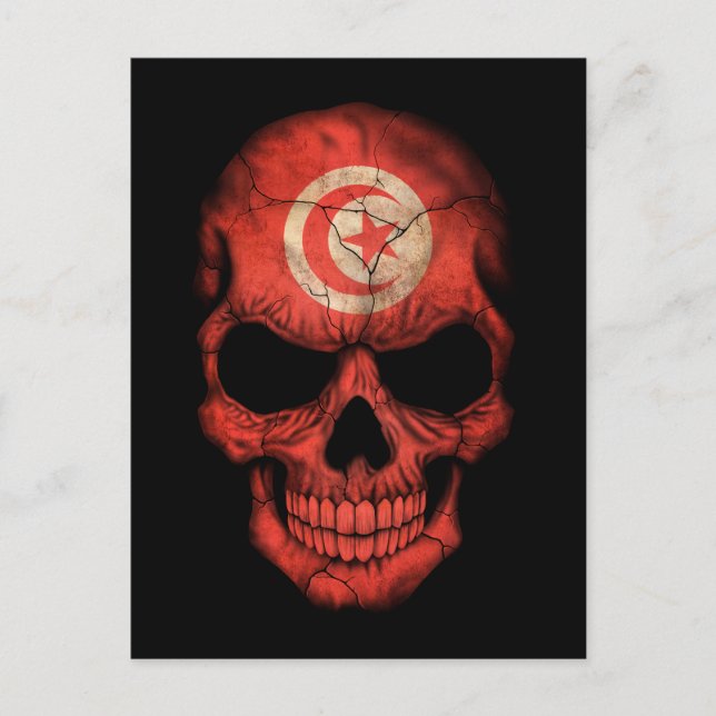 Customisable Tunisian Flag Skull Postcard (Front)