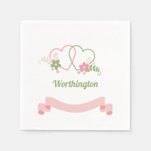 Customisable Two Linked Hearts Wedding Napkin