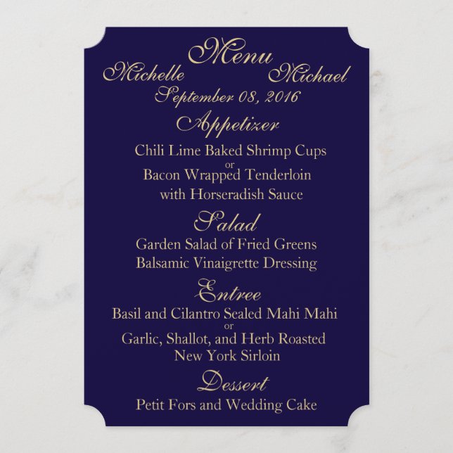 Customisable Two Sided WEDDING MENU (Front)