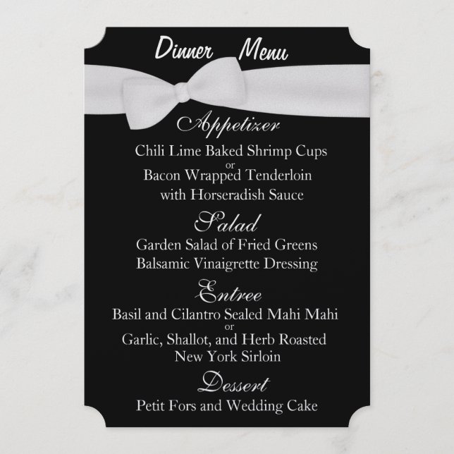 Customisable Two Sided WEDDING MENU (Front)