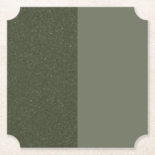 Customisable Two-Tone Moss Green Paper Coaster