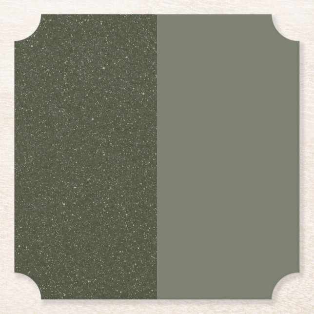 Customisable Two-Tone Moss Green Paper Coaster (Front)