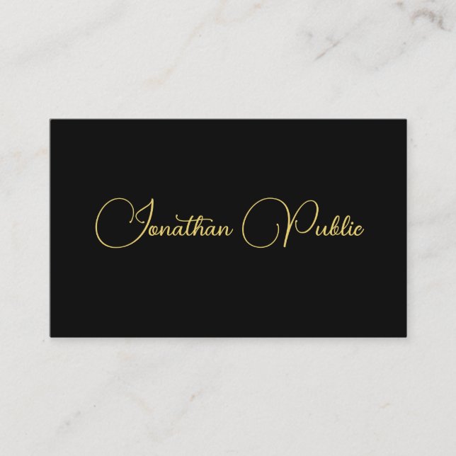Customisable Typography Script Black Template Business Card (Front)