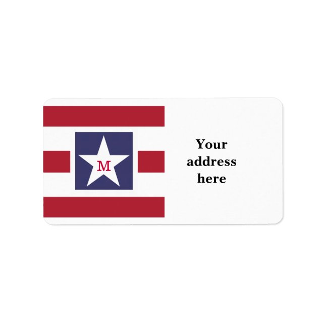 Customisable U.S.A. Flag Monogram Label (Front)