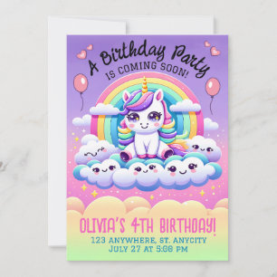 Customisable Unicorn Birthday Party Invitation