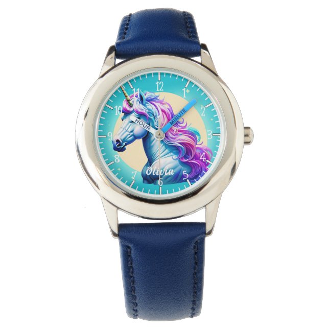 Customisable Unicorn Moonlight: Your Name in Stars Watch (Front)