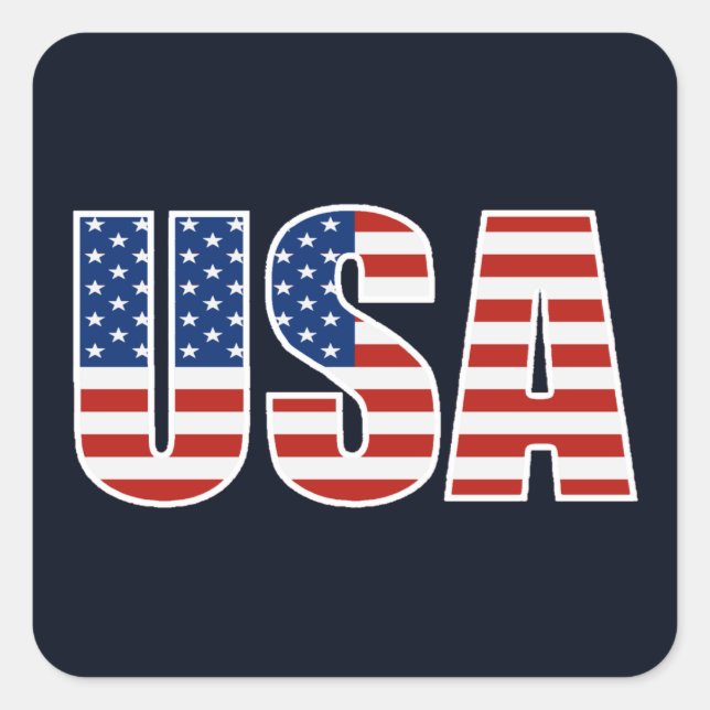 Customisable USA American Flag Square Sticker (Front)
