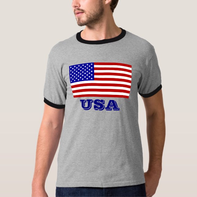 Customisable USA American Flag T Shirts for Men (Front)
