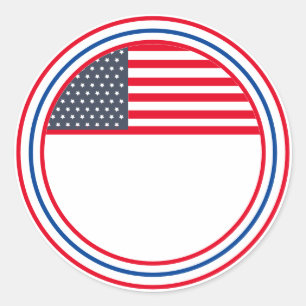 Customisable USA Flag 4th of July Classic Round Sticker