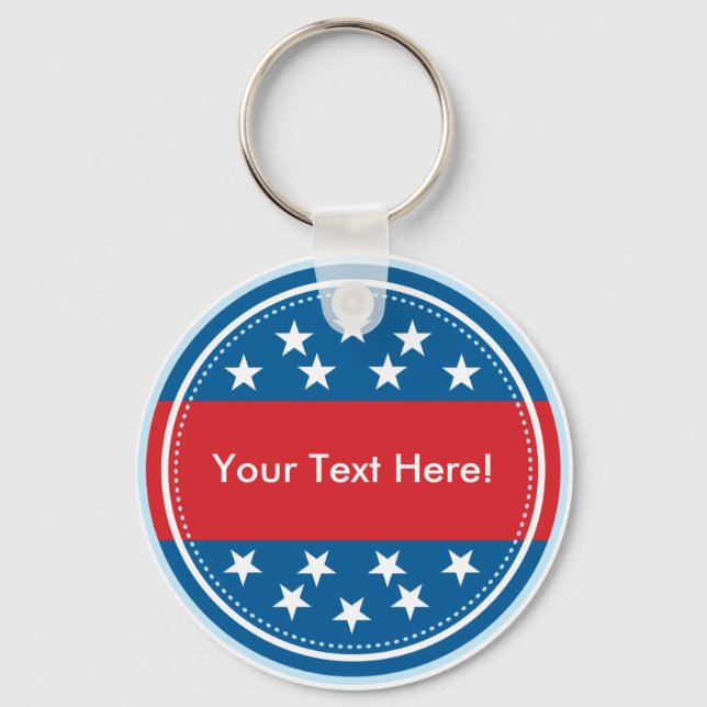 Customisable USA Flag Seal - Blue Key Ring (Front)