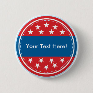 Customisable USA Flag Seal - Red 6 Cm Round Badge