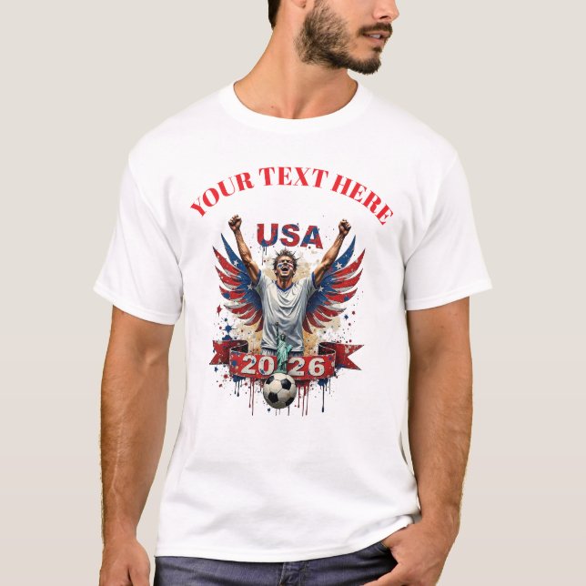 Customisable USA Soccer Football Team Supporters T-Shirt (Front)