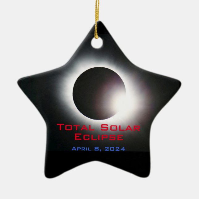 Customisable USA Total solar eclipse  2024 Ceramic Tree Decoration (Front)