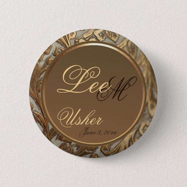 Customisable Usher Elegant Keepsake Button (Front)