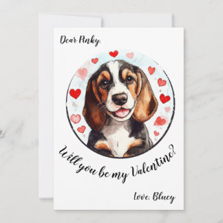 Customisable Valentine's Day card Beagle